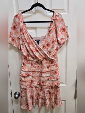 Express Floral Ruffle Mini Dress